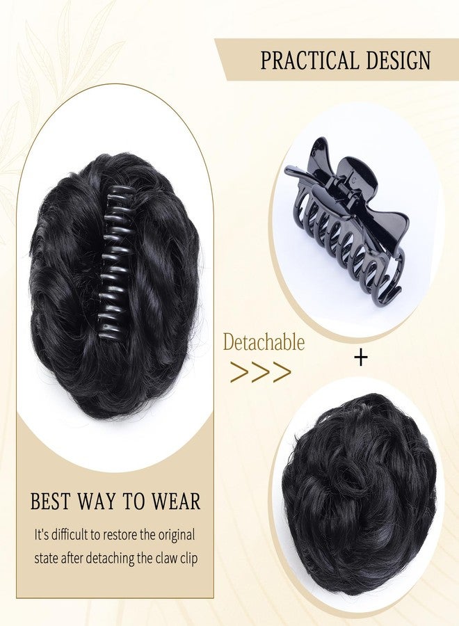 Cesomeey Messy Bun Hair Piece, Wavy Claw Clip Messy Bun Hair Clip, Synthetic Fake Buns Hairs Extensions, Soft hairs buns Hairpieces for Women Daily Wear (1B#-Black, 1 Count (Pack of 1)) - Image 3